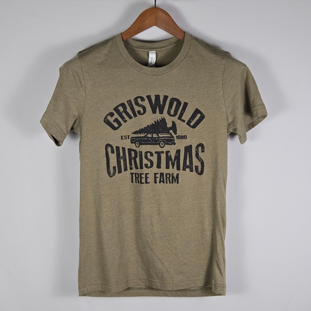 Bella Canvas Mens S Griswold Christmas Tree Farm Graphic Tee Olive Green S Gift - Picture 1 of 9